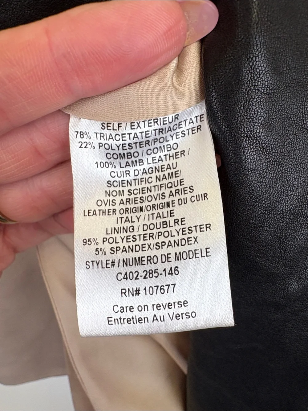 Alice And Olivia Jacket Beige With Black Lamb skin Collar Size small